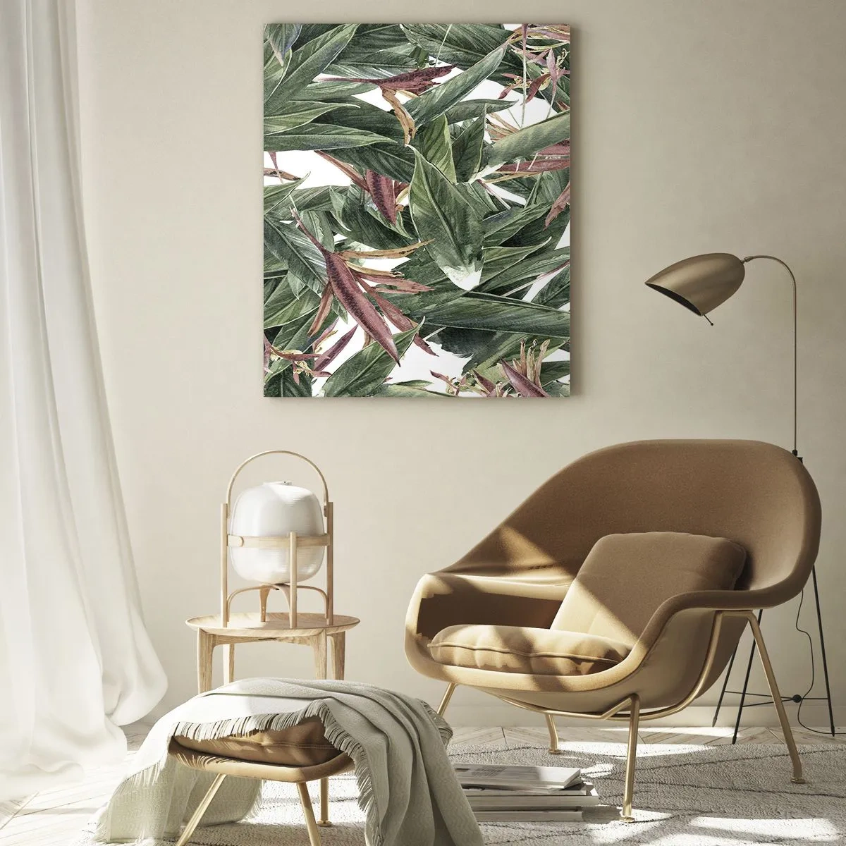 Tablou pe sticlă - Tufișuri de smarald și liliac - 50x70 cm