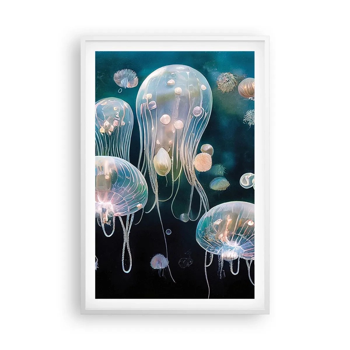 Poster în ramă albă - Balul subacvatic - 61x91 cm