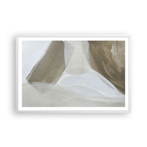 Poster în ramă albă - Val de alb - 91x61 cm