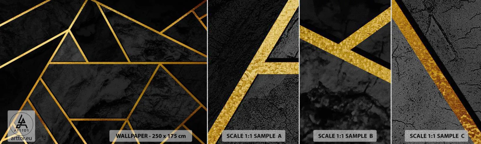 Mostră tapet Premium Canvas - Întuneric și lumină - Abstracția, Bucată, Model modern - 100x30 cm