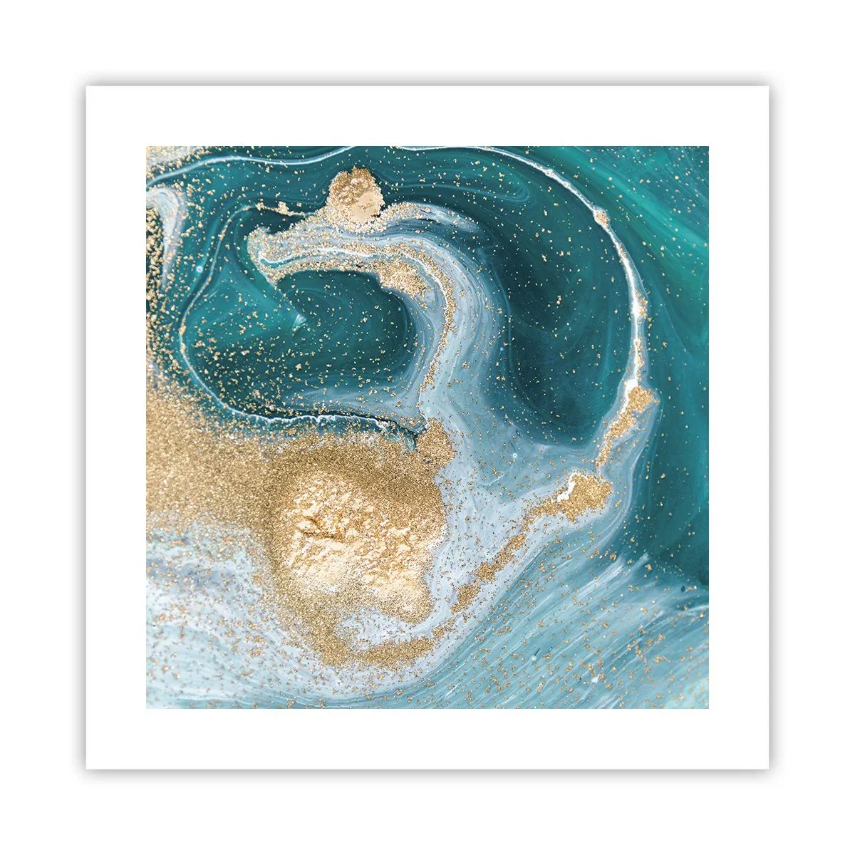 Poster - Vârtej de aur și turcoaz - 40x40 cm