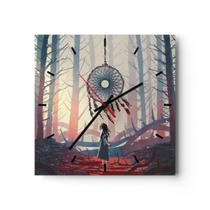 Ceas de perete - Ceas pe sticlă - Ritualul secret al fericirii - 30x30 cm