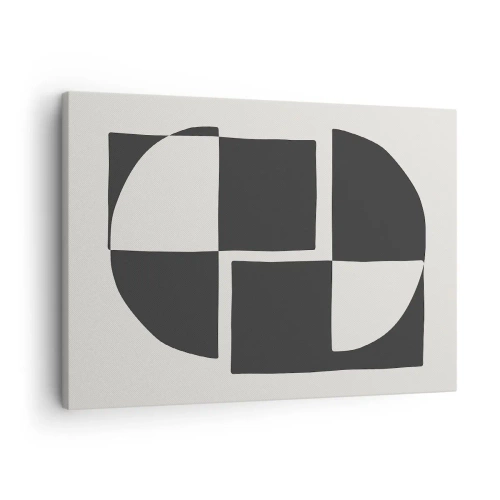 Tablou pe pânză Canvas - Forme geometrice abstracte în alb și negru - 70x50cm - Antiteză - sinteză - Decorațiune modernă pentru perete pentru living și dormitor ARTTOR