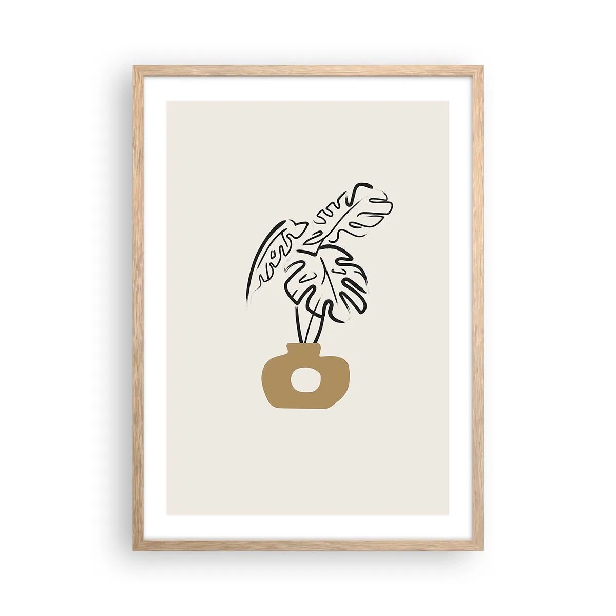Poster în ramă de stejar deschis - Monstera - decorarea casei - 50x70 cm