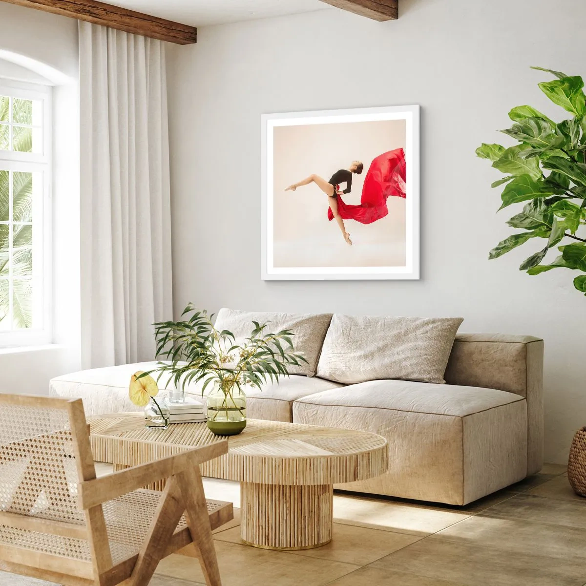 Poster în ramă albă - Roșu și negru - 50x50 cm