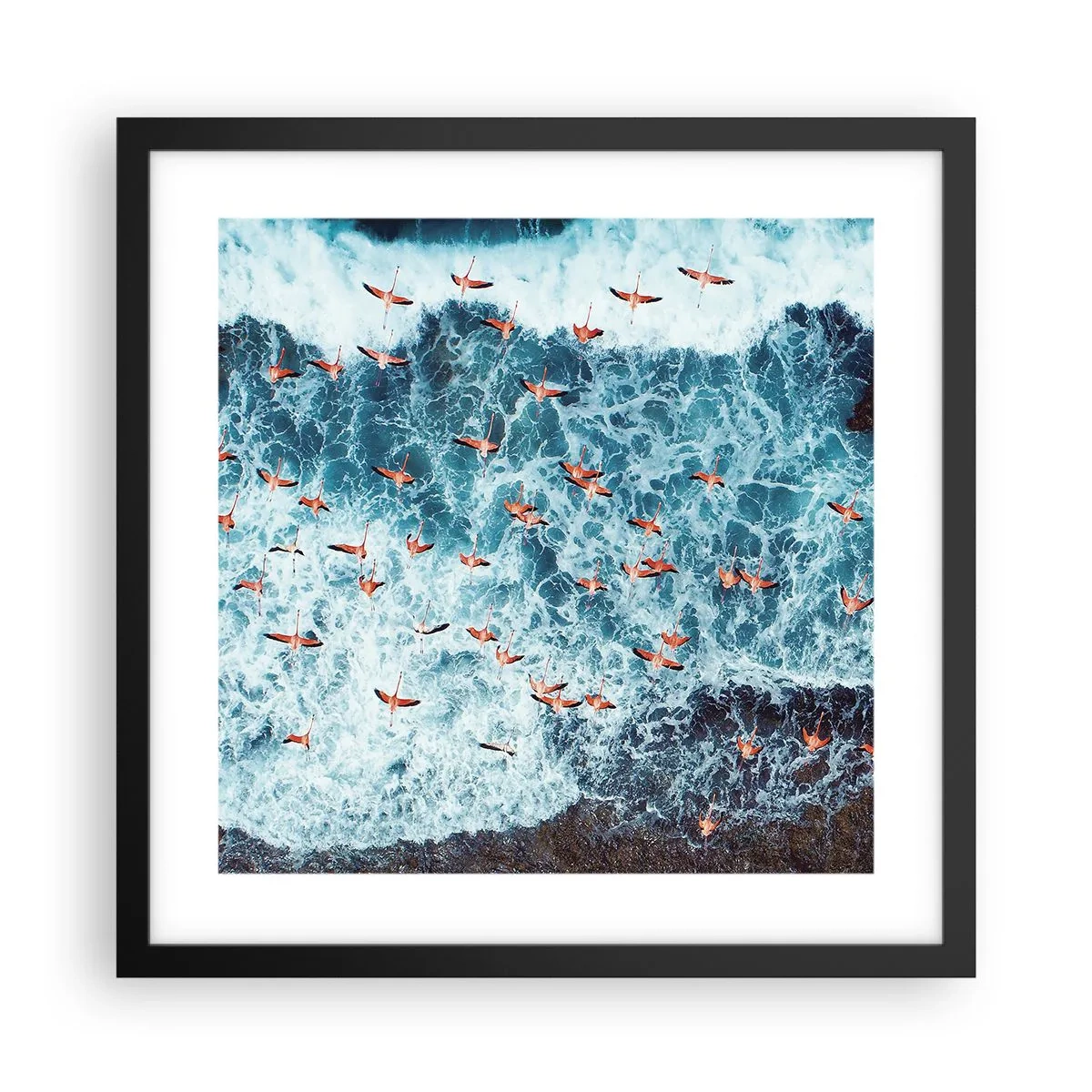 Poster în ramă neagră - Parada de la malul mării - 40x40 cm