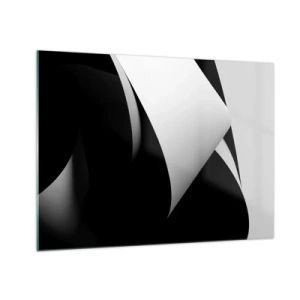 Tablou pe sticlă - O compoziție minimalistă cu planuri alb-negru - 70x50cm - Planuri de lumină din adâncurile umbrelor - Decorațiune modernă pentru perete pentru living și dormitor ARTTOR
