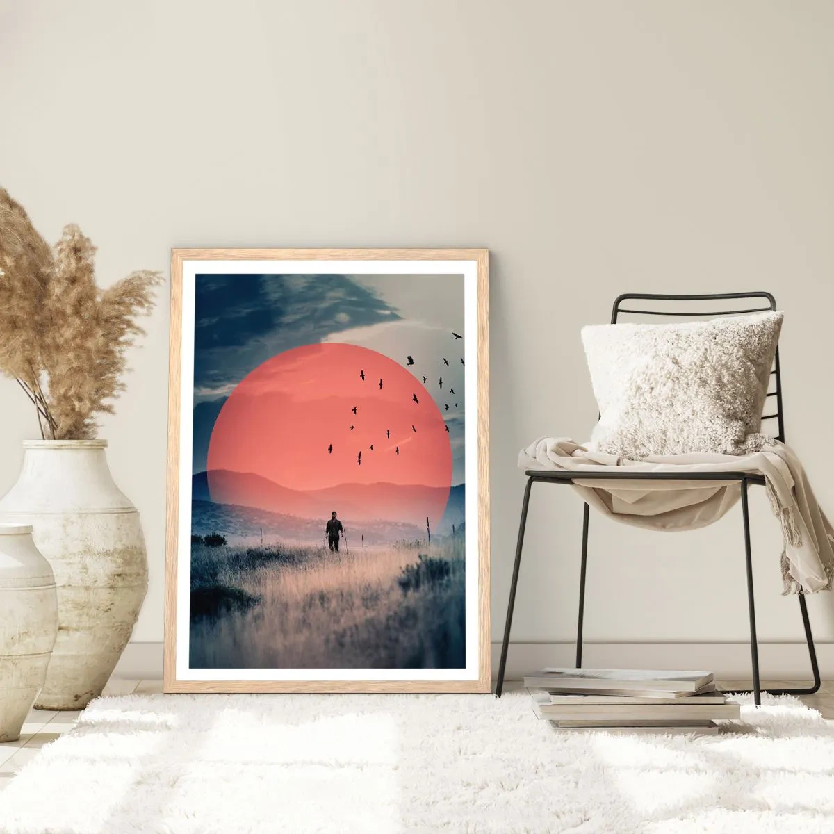 Poster în ramă de stejar deschis - Se simt bine acolo unde sunt - 30x40 cm