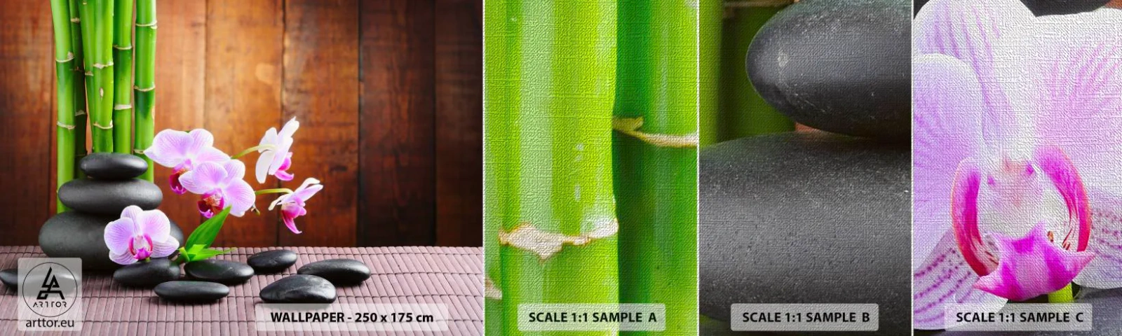 Mostră tapet Premium Canvas - Experimentați deliciile Orientului - Flori, Orhidee, Orhidee - 100x30 cm