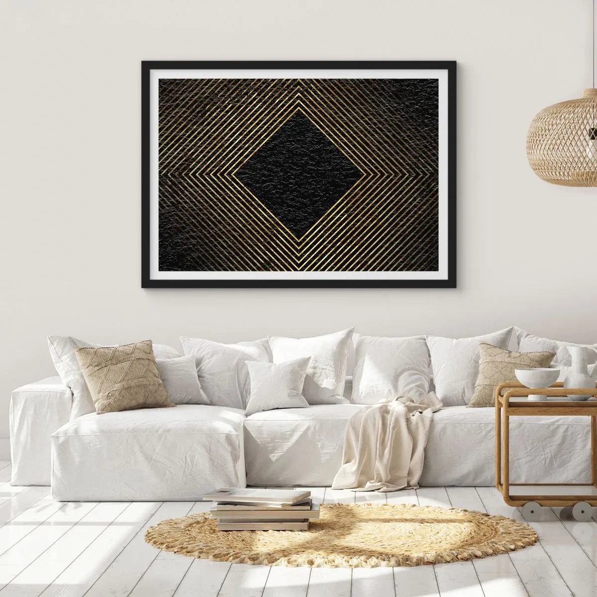 Poster în ramă neagră - Geometrie în stil glamour - 100x70 cm