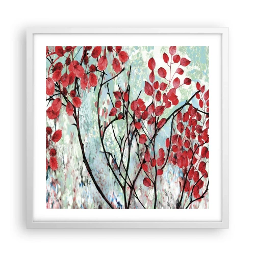 Poster în ramă albă - Arbore în stacojiu - 50x50 cm