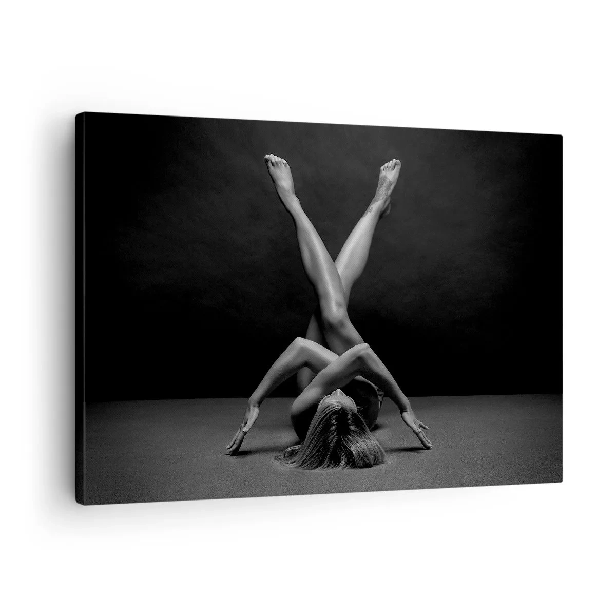 Tablou pe pânză Canvas - O abordare artistică a unei femei în alb și negru - 70x50cm - Geometria nudității - Decorațiune modernă pentru perete pentru living și dormitor ARTTOR
