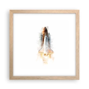 Poster în ramă de stejar deschis - Exploratorii la start - 30x30 cm