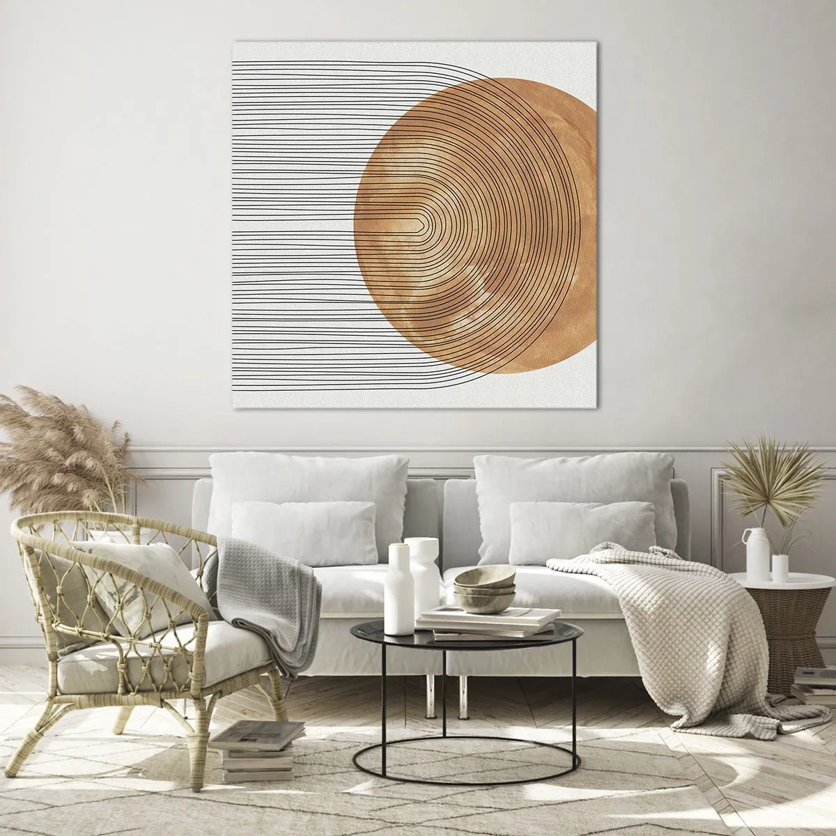 Tablou pe sticlă - Compoziția solară - 60x60 cm