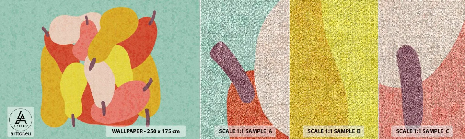 Mostră tapet Premium Canvas - Gustă soarele de vară - Fructe, Pere, Sănătate - 100x30 cm