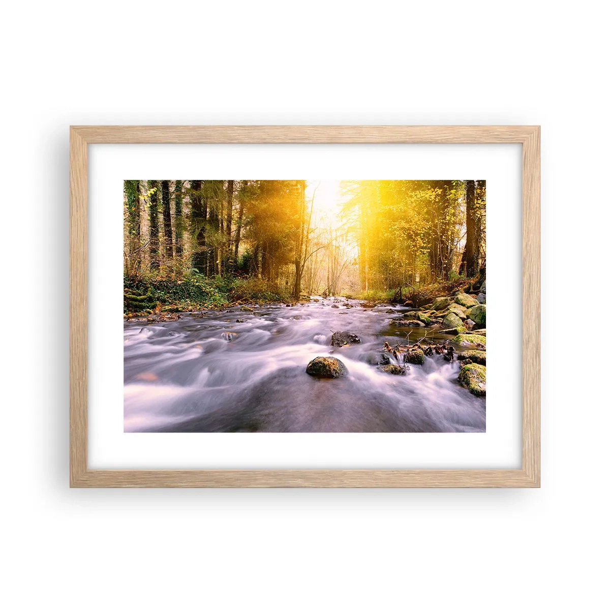 Poster în ramă de stejar deschis - Malachit în rame de argint și aur - 40x30 cm