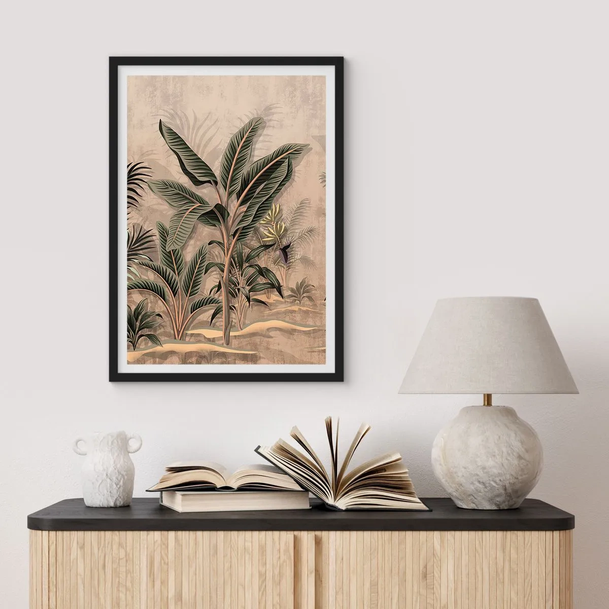 Poster în ramă neagră - Gravură în stil colonial - 70x100 cm
