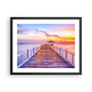 Poster în ramă neagră - Tăcerea serii în liliac-auriu - 50x40 cm