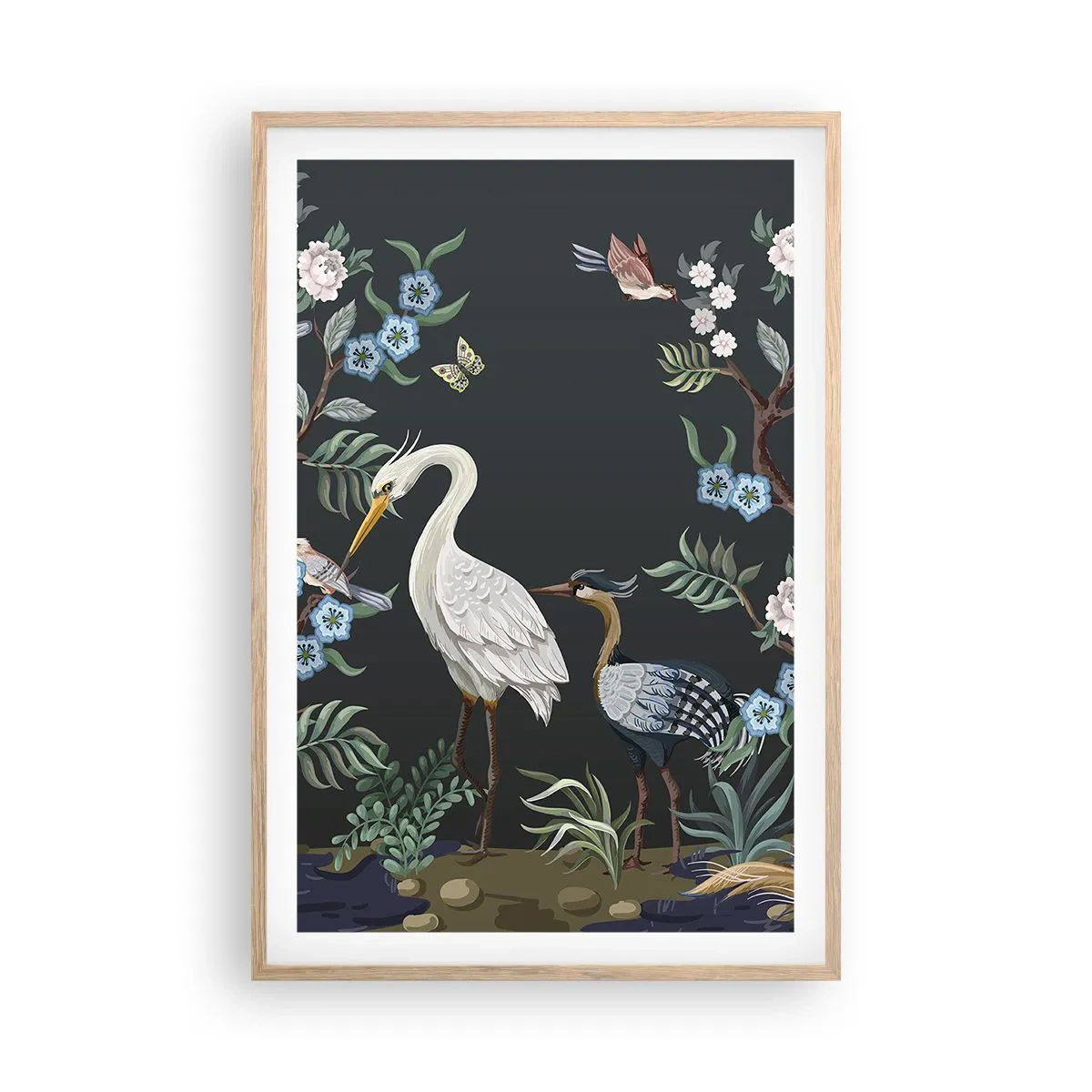 Poster în ramă de stejar deschis - Parada păsărilor - 61x91 cm
