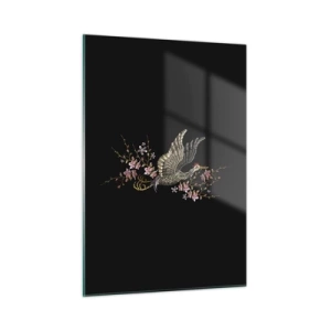 Tablou pe sticlă - Pasăre exotică brodată - 50x70 cm