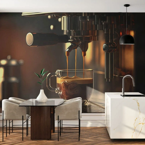 Tapet Premium Sand - Băutură senzuală - Cafea, Automat de cafea, Gastronomie - 100x70 cm