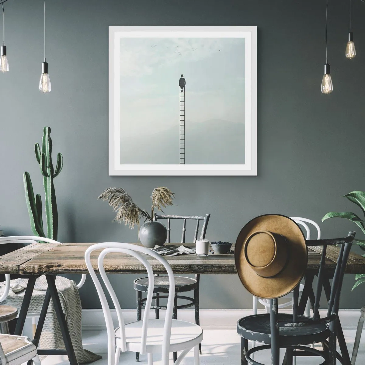 Poster în ramă albă - Fii deasupra - 60x60 cm