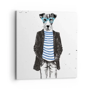 Tablou pe pânză - Câinele în dungi - 70x70 cm