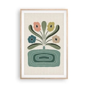 Poster în ramă de stejar deschis - Buchet simetric - 61x91 cm