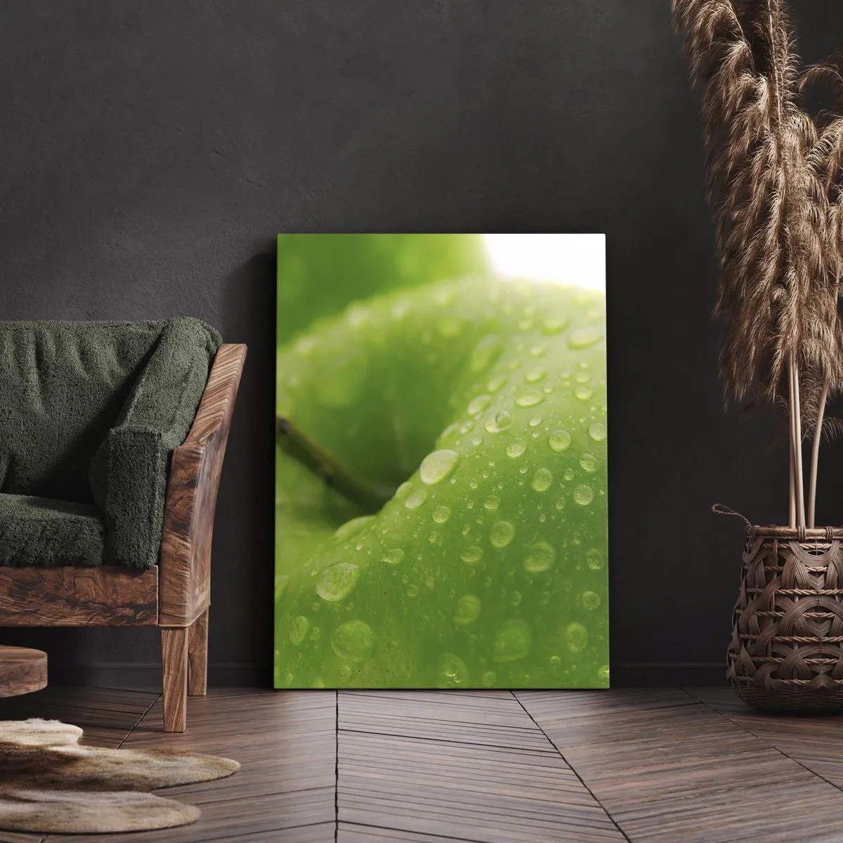 Tablou pe pânză - Prospețime verde rece - 55x100 cm