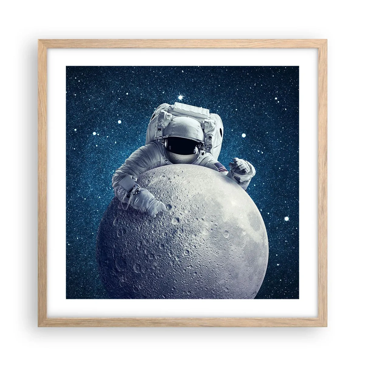 Poster în ramă de stejar deschis - Glumeț spațial - 50x50 cm
