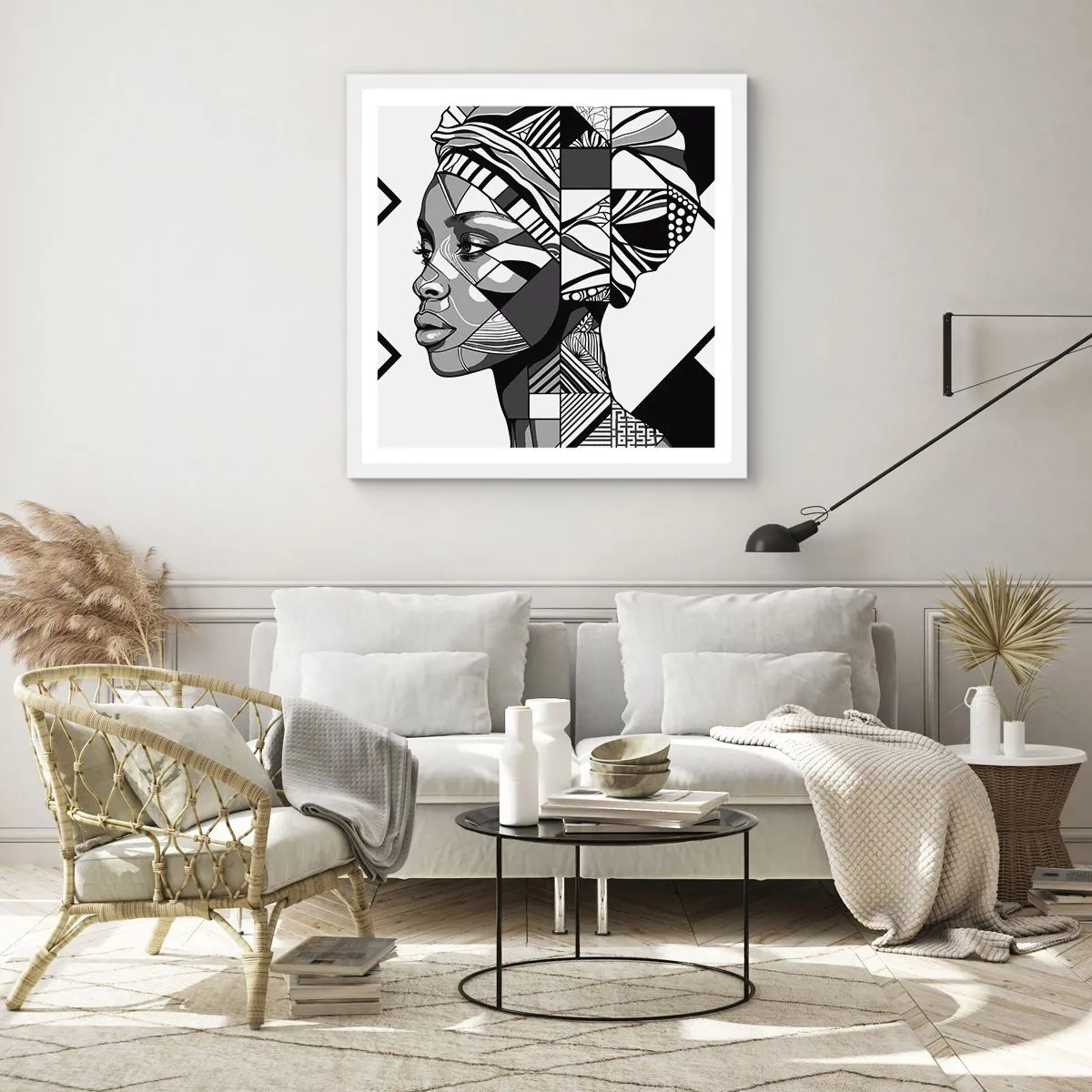 Poster în ramă albă - Portret etnic - 40x40 cm