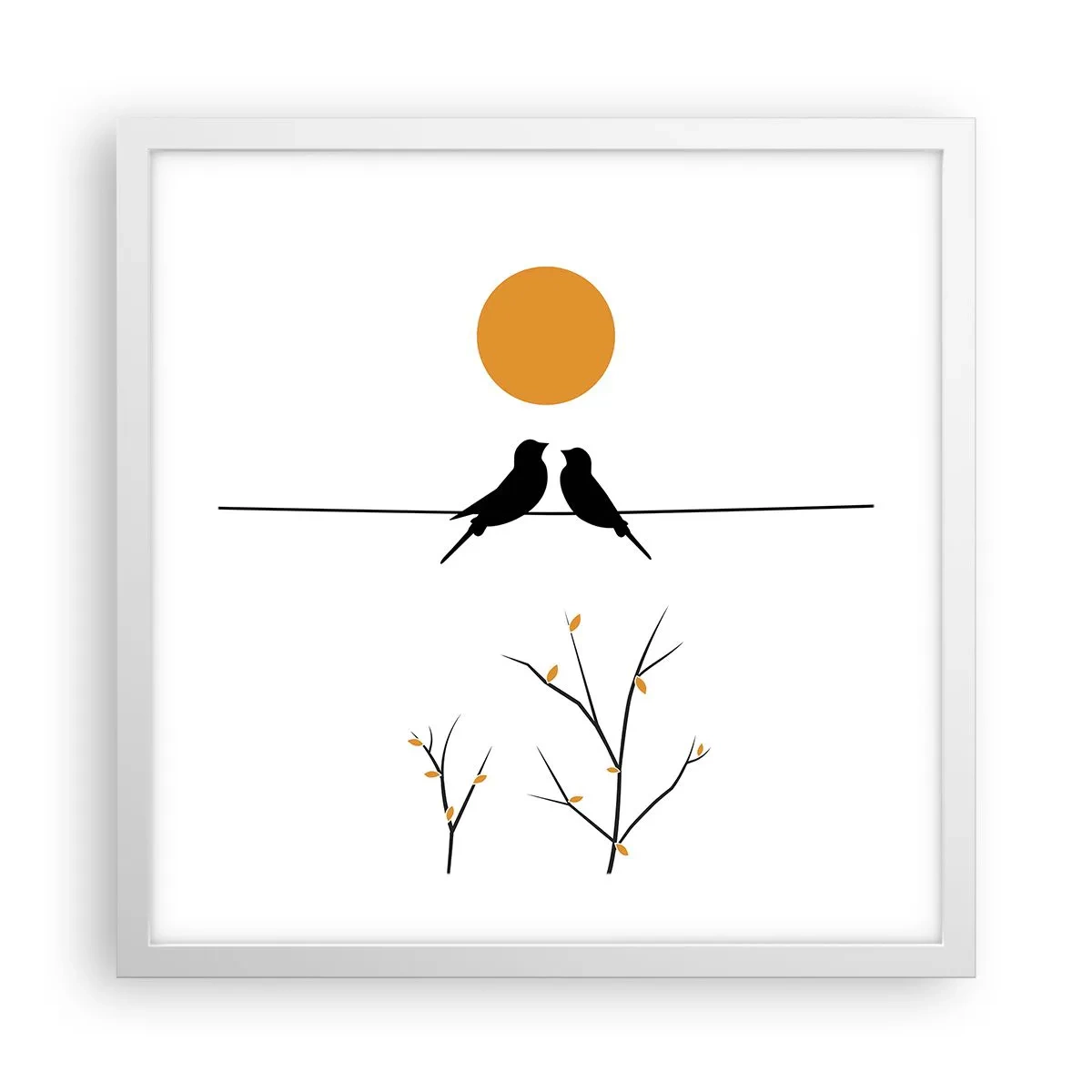 Poster în ramă albă - Seară cu privighetori - 40x40 cm