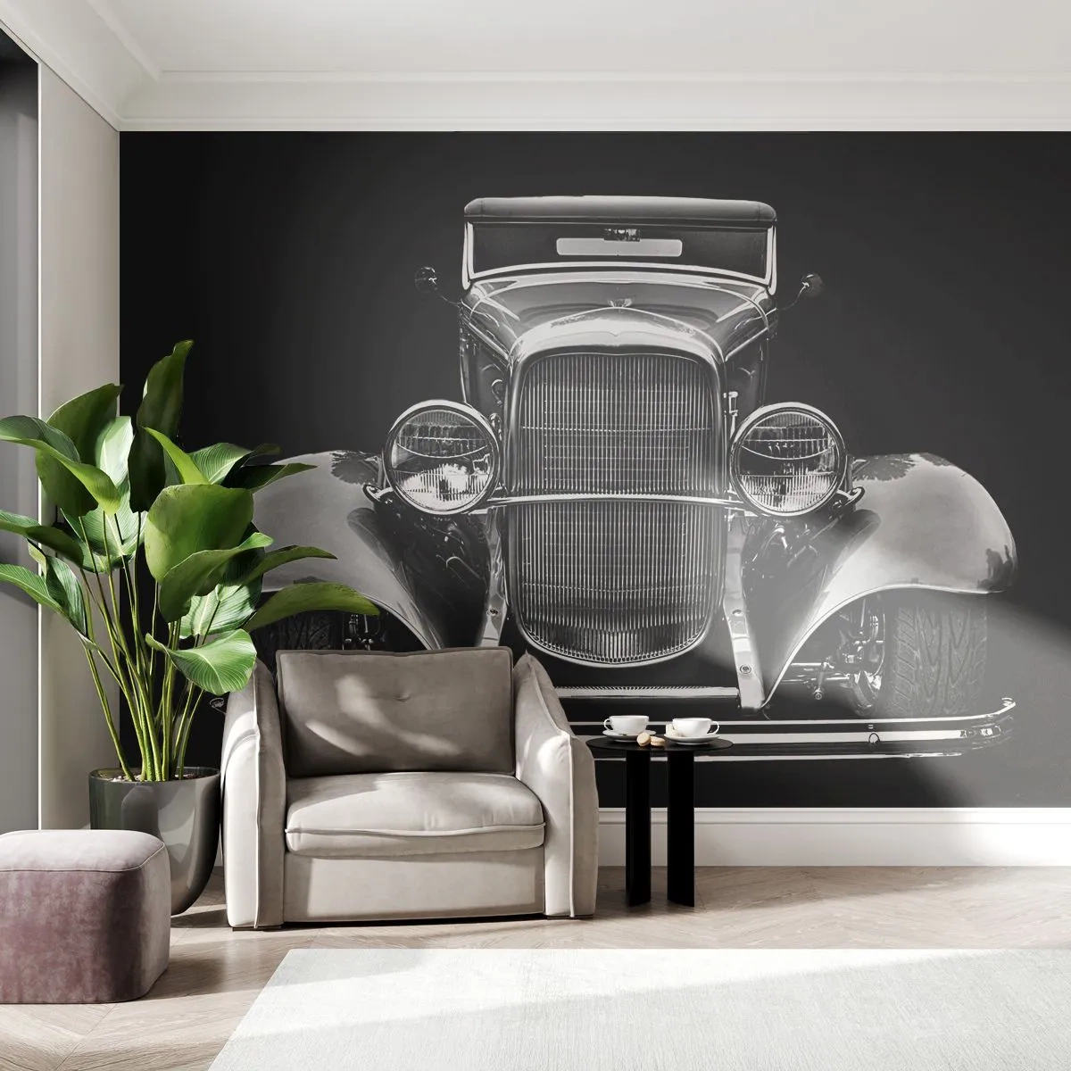 Tapet Premium Sand - Un adevărat gentleman - Retro, Mașină, Clasic - 200x140 cm