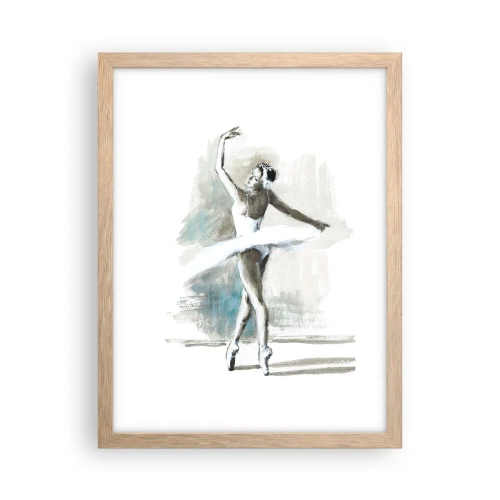 Poster în ramă de stejar deschis - Fermecată într-o lebădă - 30x40 cm