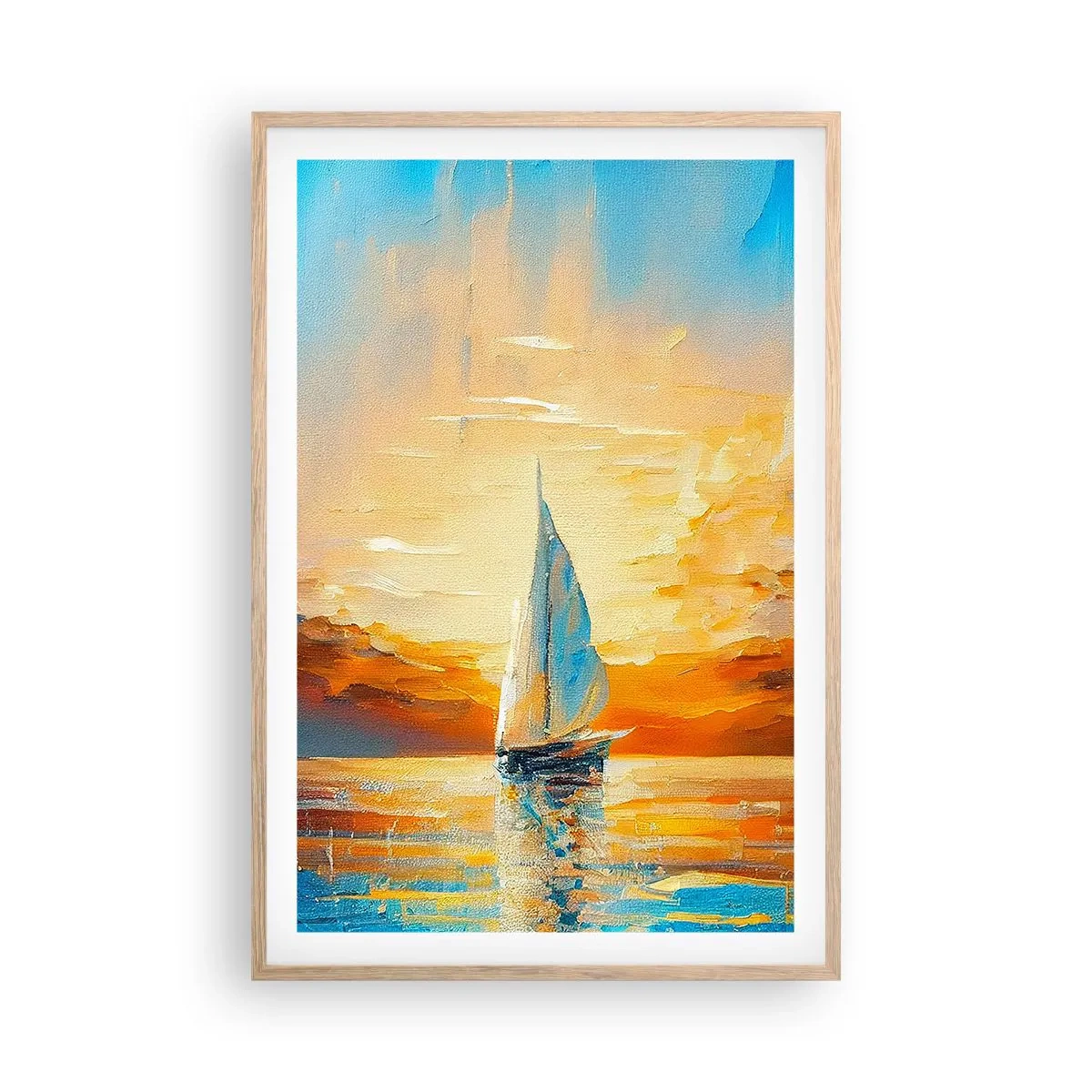 Poster în ramă de stejar deschis - Navigare prin aur - 61x91 cm