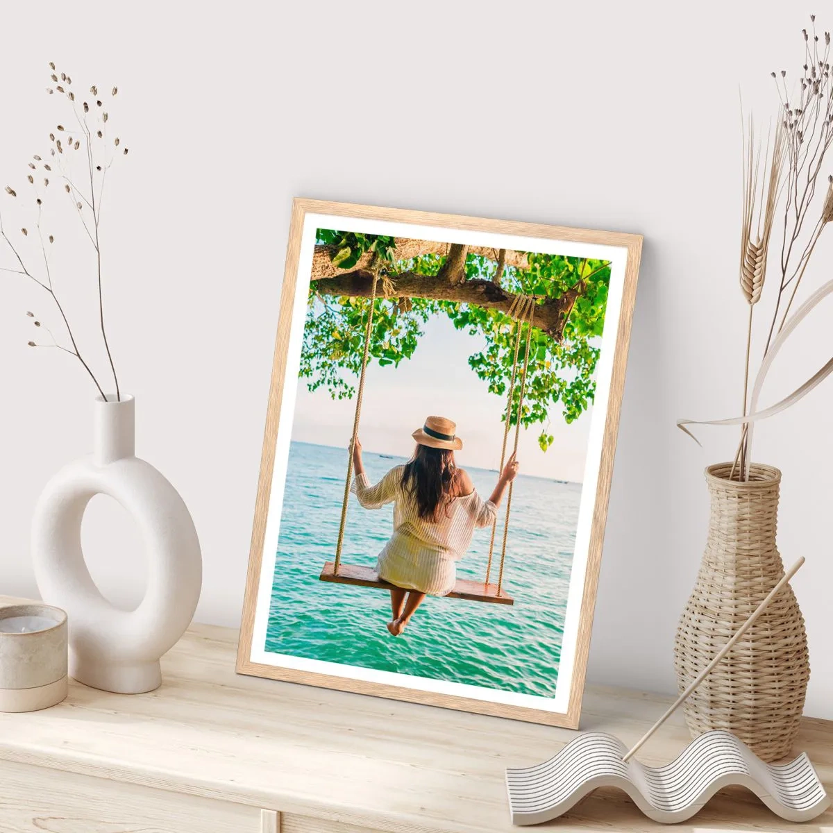 Poster în ramă de stejar deschis - Viața este frumoasă - 50x70 cm