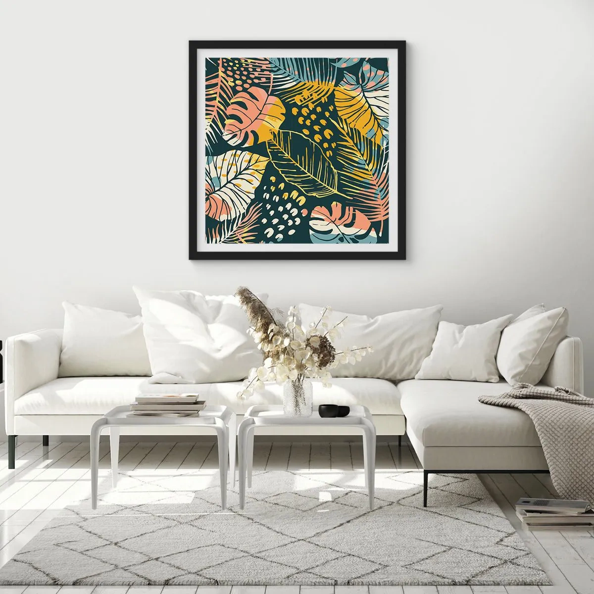 Poster în ramă neagră - Fantezie cu frunze - 50x50 cm