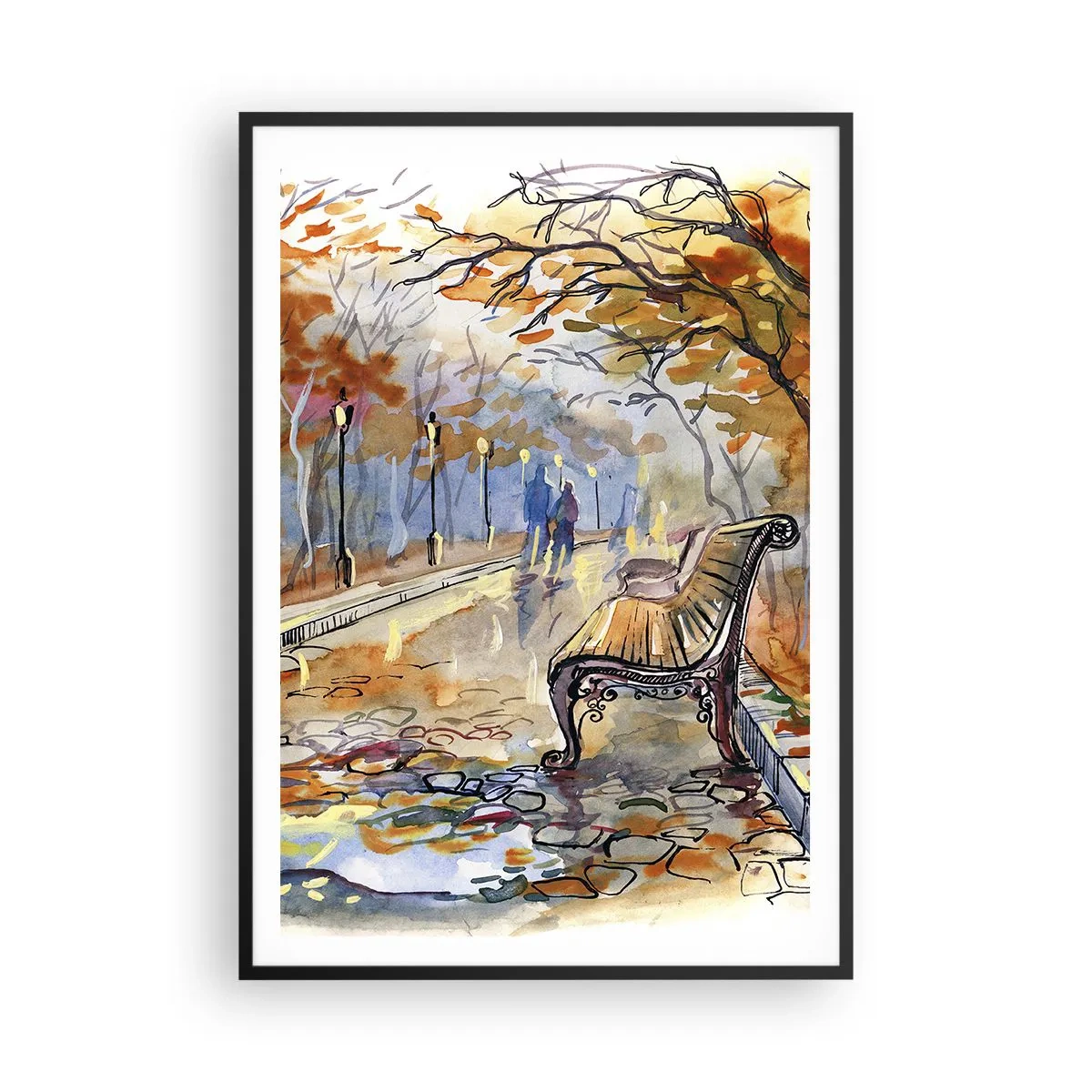 Poster în ramă neagră - Pășim împreună în toamnă - 70x100 cm