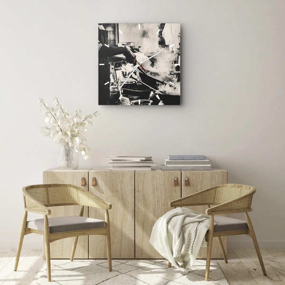 Ceas de perete - Ceas pe sticlă - Alchimia aromelor - 30x30 cm