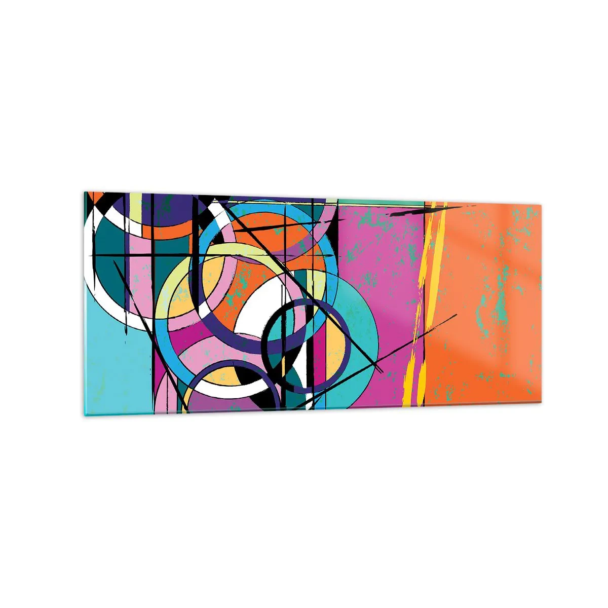Tablou pe sticlă - Roată cu roată - 120x50 cm