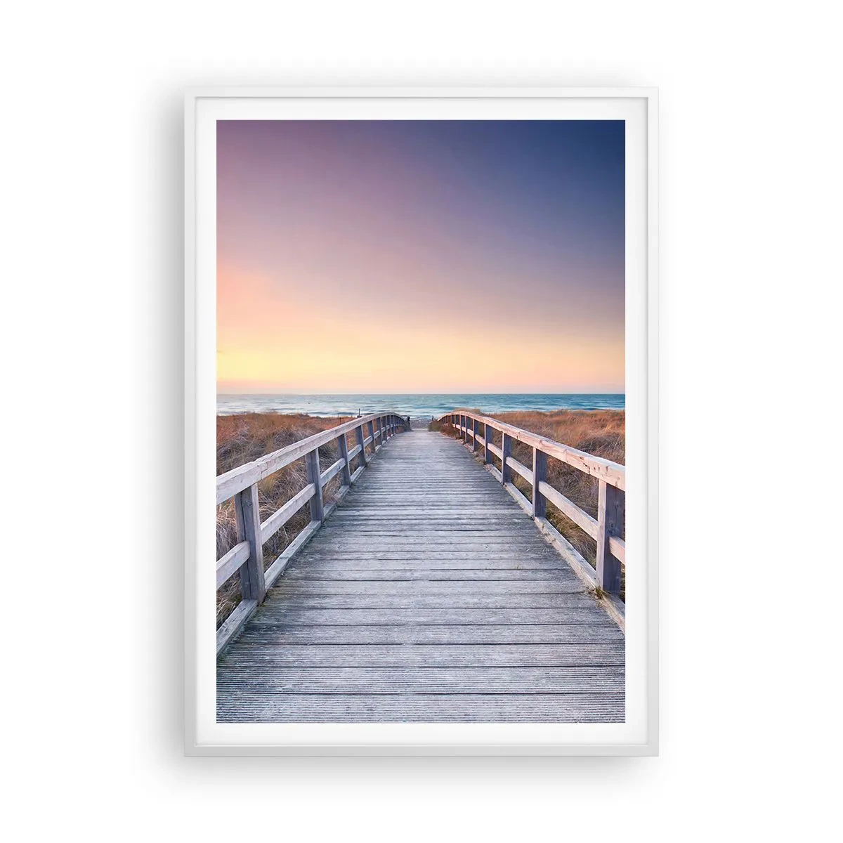 Poster în ramă albă - Aurora baltică de seară - 70x100 cm