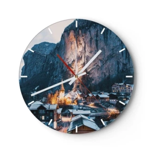 Ceas de perete - Ceas pe sticlă - Spiritul luminos al iernii - 40x40 cm