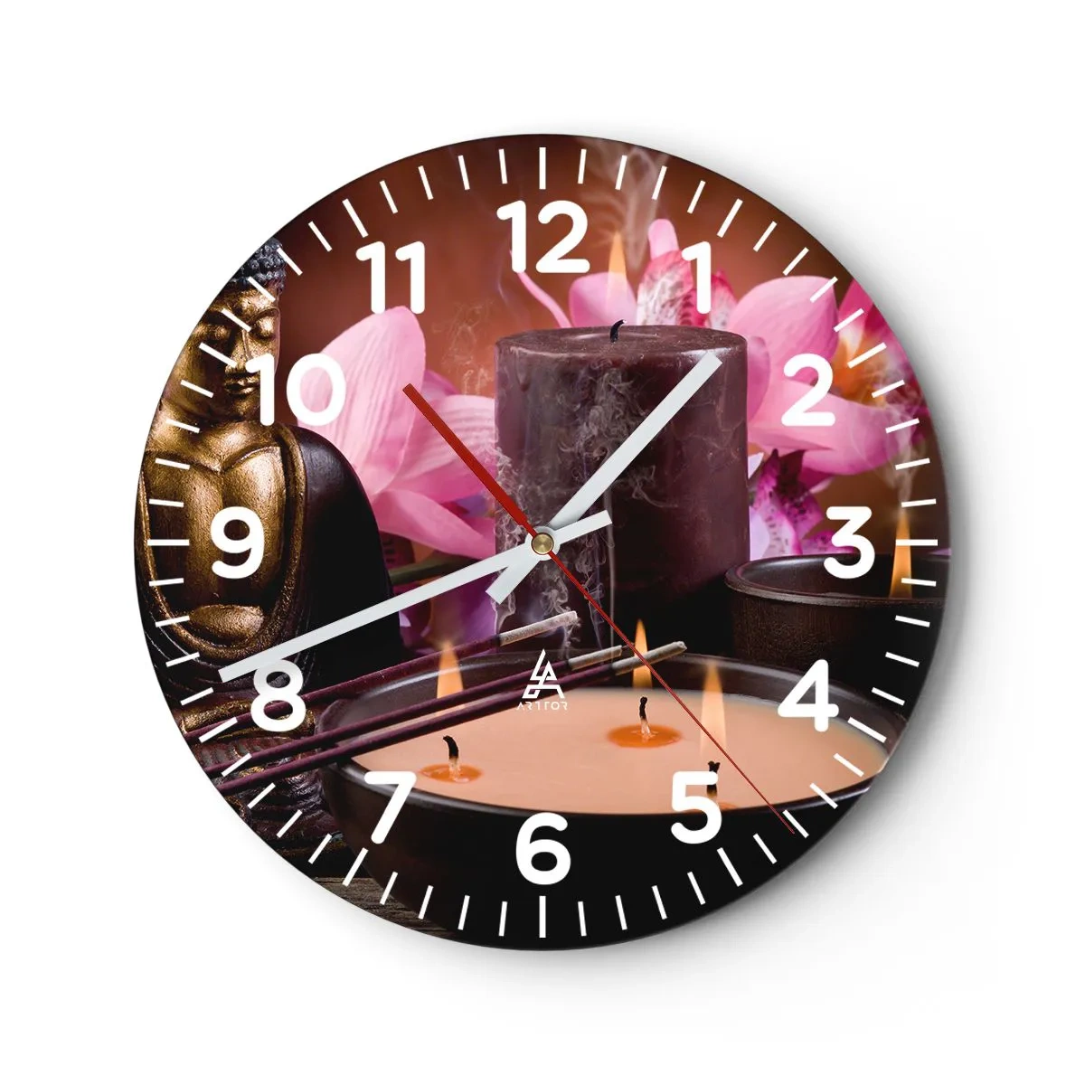 Ceas de perete - Ceas pe sticlă - Eliberați mintea, calmați corpul - 40x40 cm