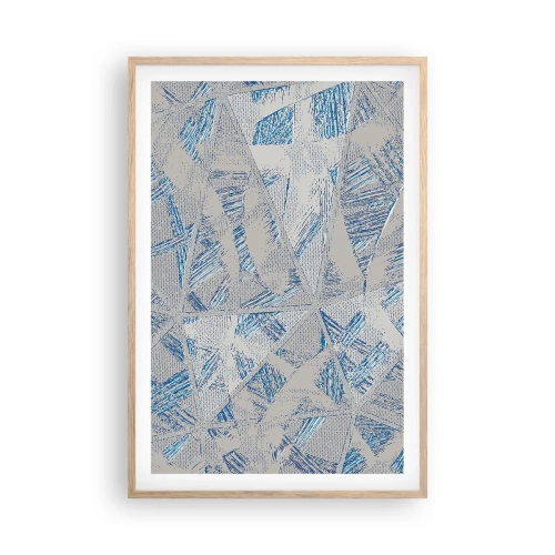 Poster în ramă de stejar deschis - Într-un labirint de gri-albastru - 61x91 cm