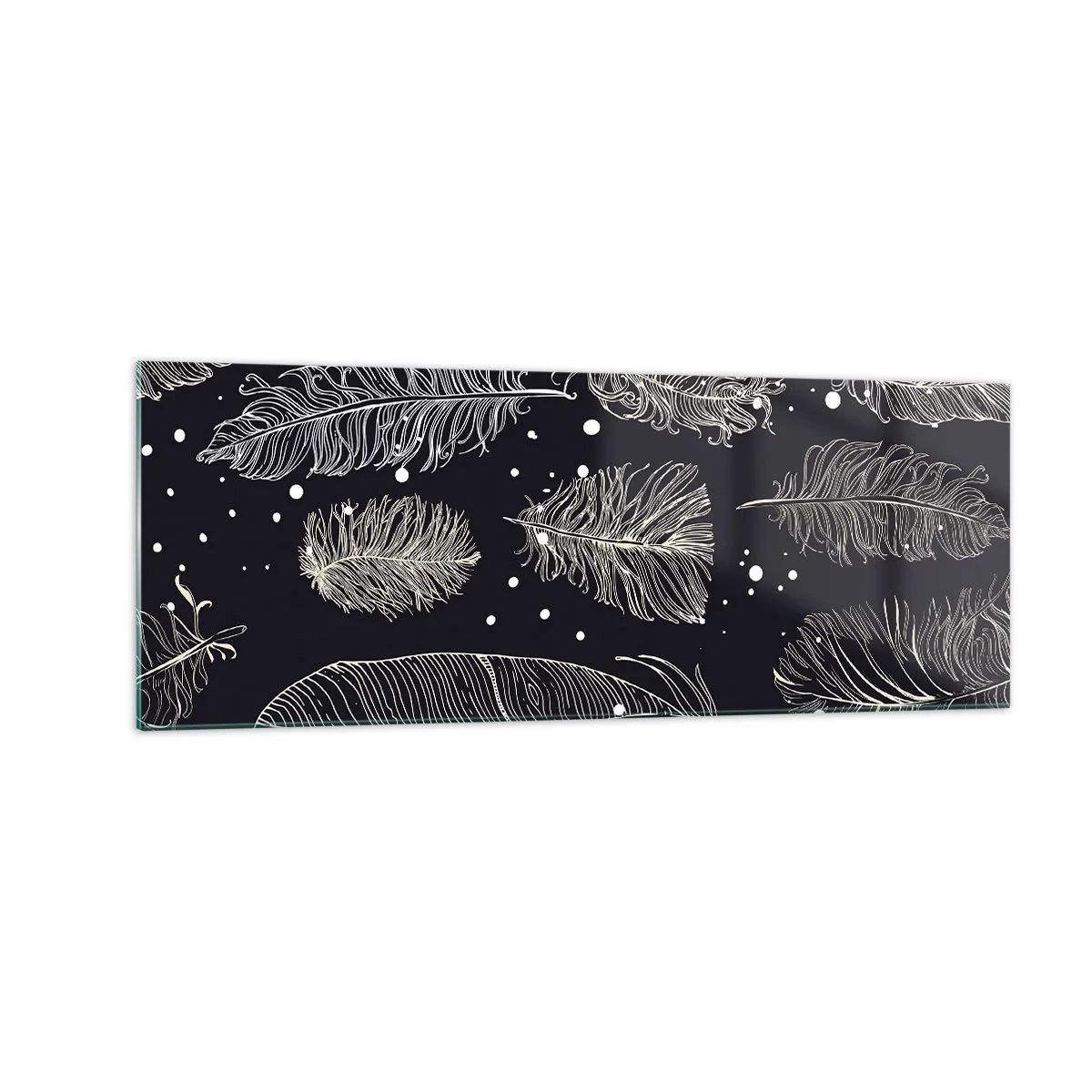 Tablou pe sticlă - Dantelă cu pene - 140x50 cm