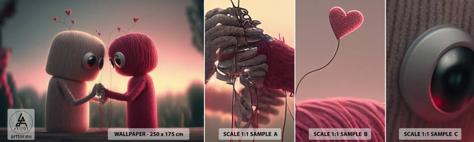 Mostră tapet autocolant Deluxe Sticker - Toată lumea are voie să iubească - Lână, Pentru copii, Dragoste - 100x30 cm