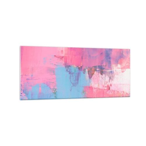 Tablou pe sticlă - Roz, albastru și un strop de lumină - 120x50 cm
