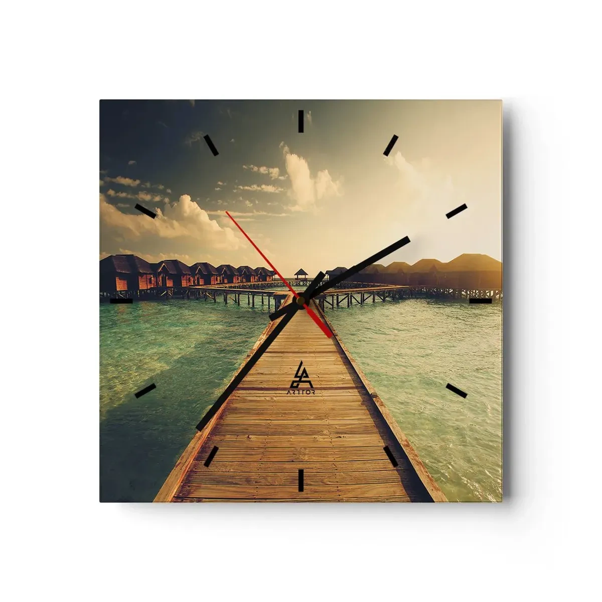 Ceas de perete - Ceas pe sticlă - O invitație caldă - 40x40 cm