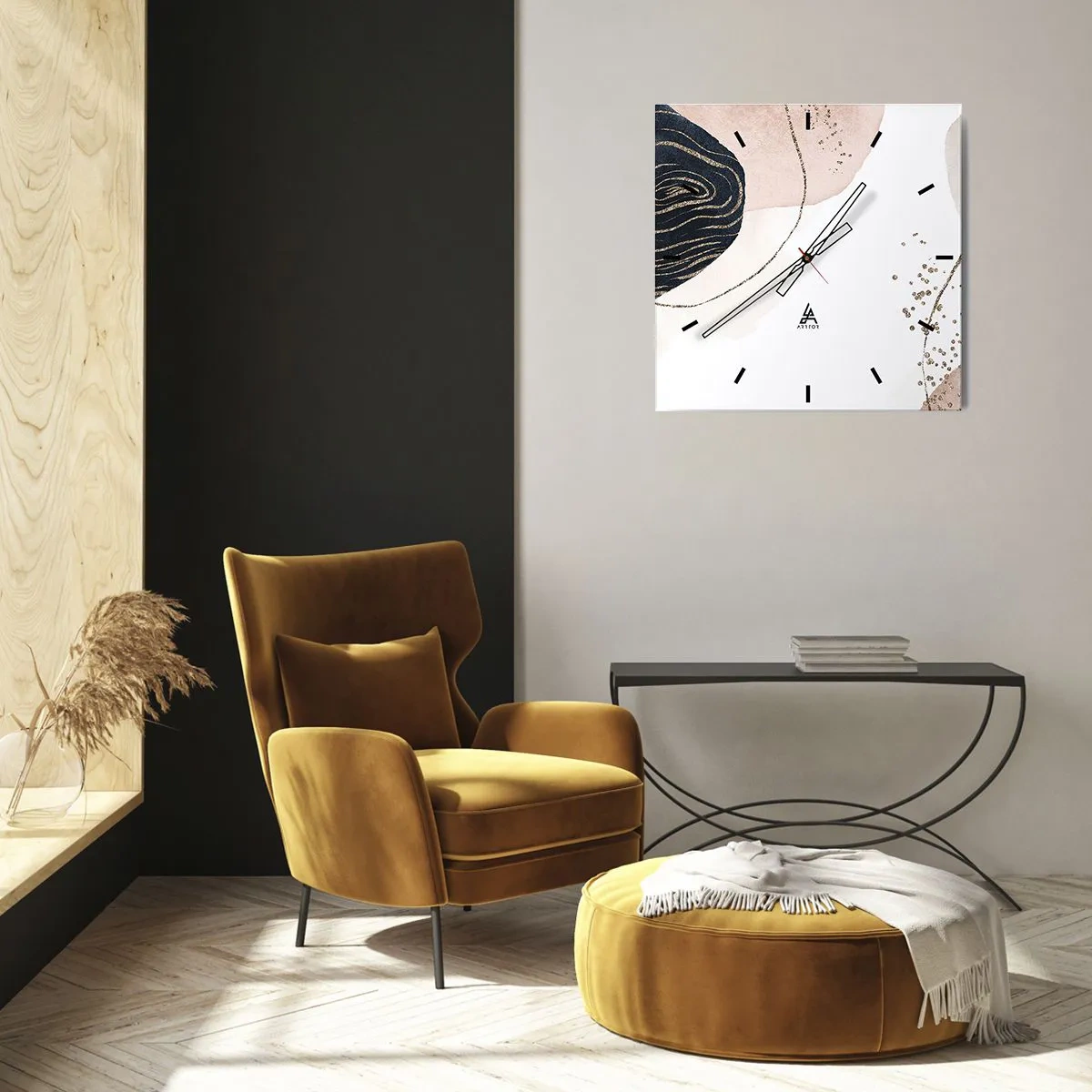 Ceas de perete - Ceas pe sticlă - Totul curge - 30x30 cm