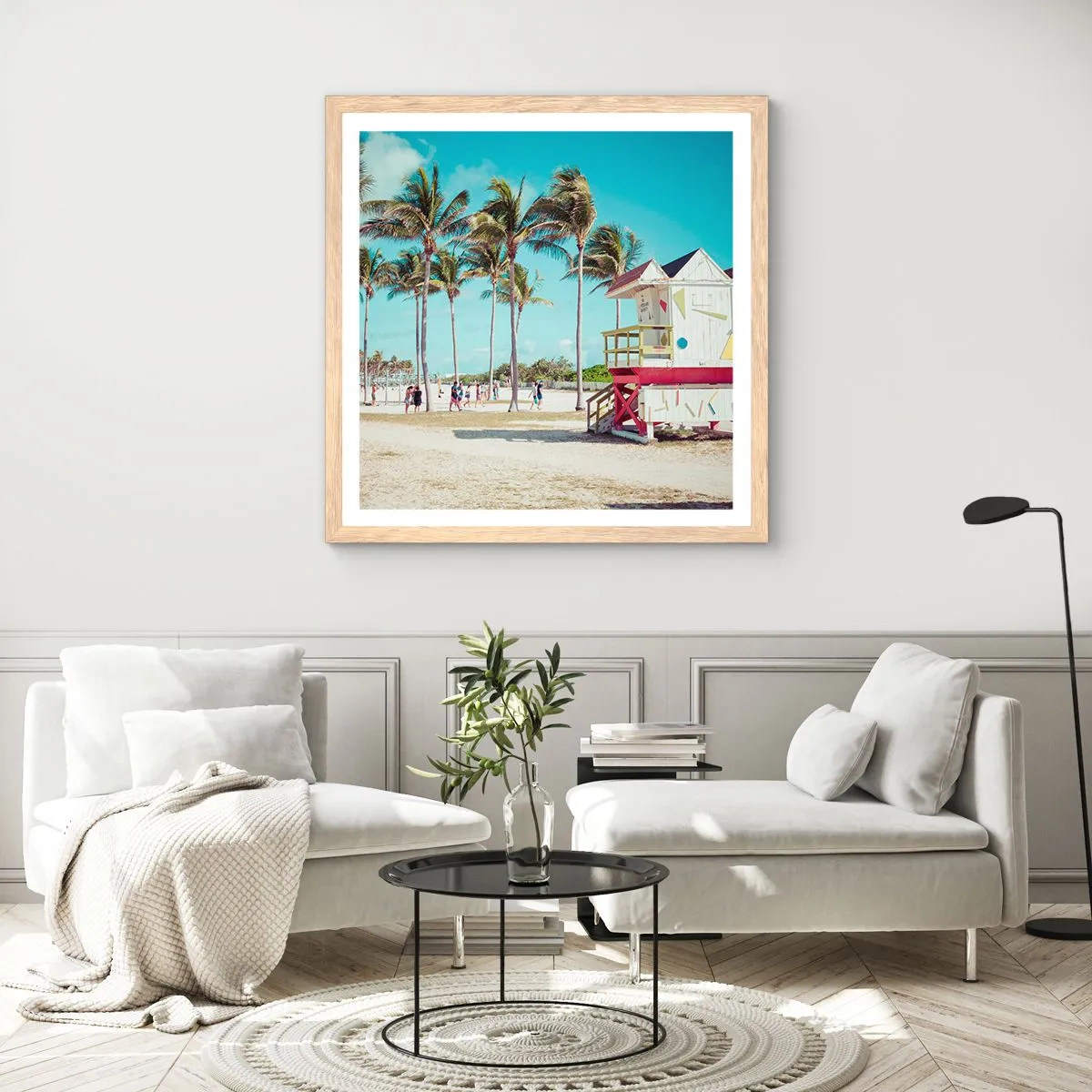 Poster în ramă de stejar deschis - O zi frumoasă te așteaptă - 40x40 cm